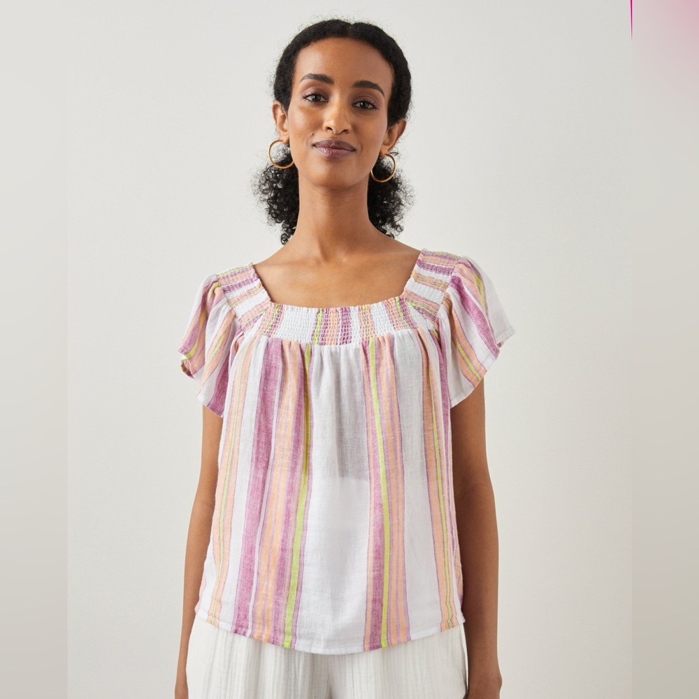 RAILS Sonora Short Sleeve Shirt In Hibiscus Stripe